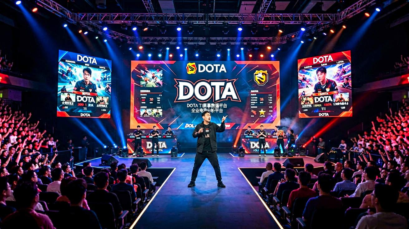 电竞比赛现场，DOTA2 TI赛事舞台全景