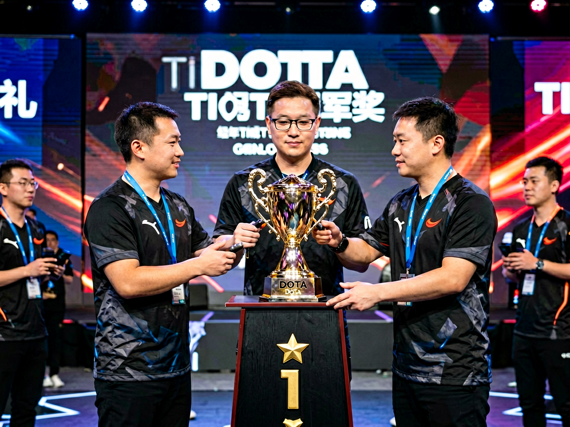 电竞赛事颁奖典礼，DOTA2 TI冠军领奖